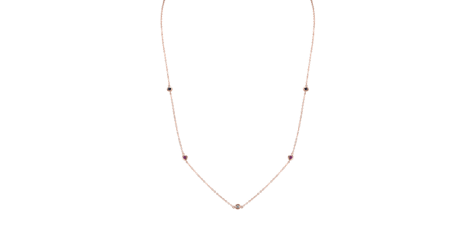 Diamond necklace with Sapphire and Ruby Dots