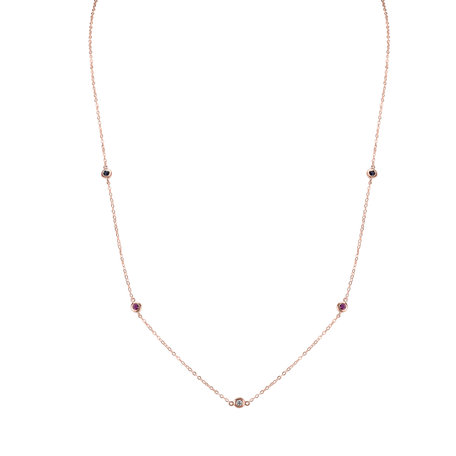 Diamond necklace with Sapphire and Ruby Dots