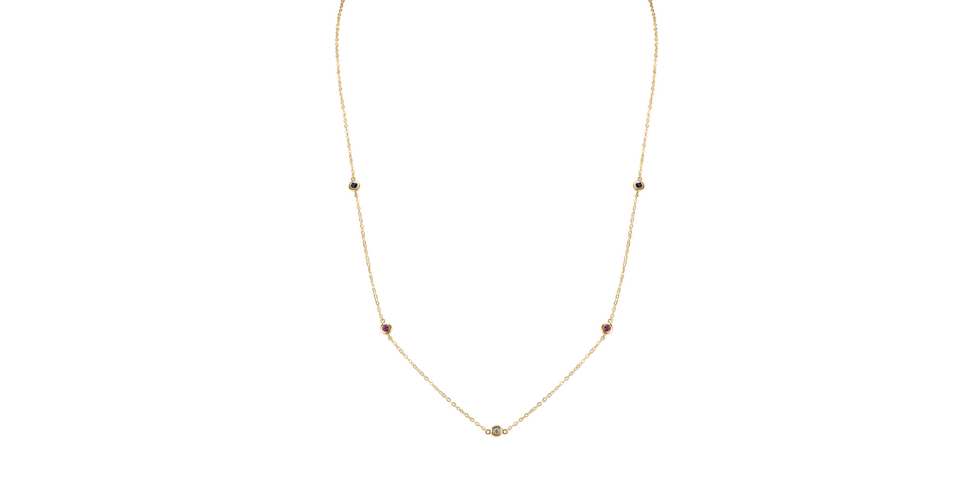 Diamond necklace with Sapphire and Ruby Dots