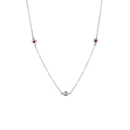 Diamond necklace with Ruby Dots