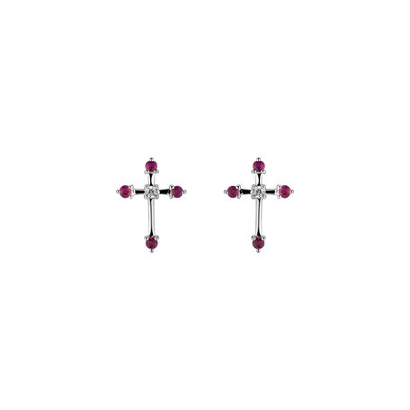 Diamond earrings and Ruby Passion Cross