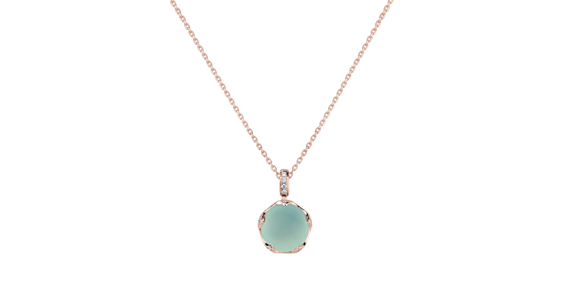 Diamond pendant with Chalcedony Vivid Blossom