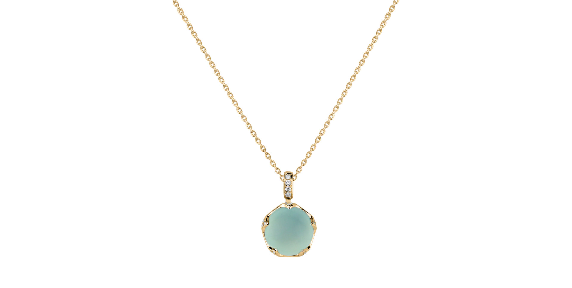 Diamond pendant with Chalcedony Vivid Blossom
