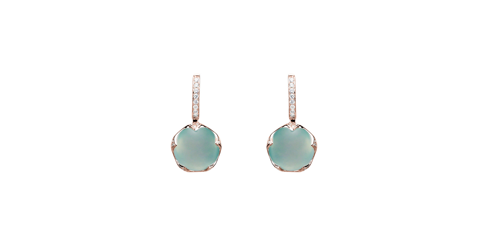 Diamond earrings with Chalcedony Vivid Blossom