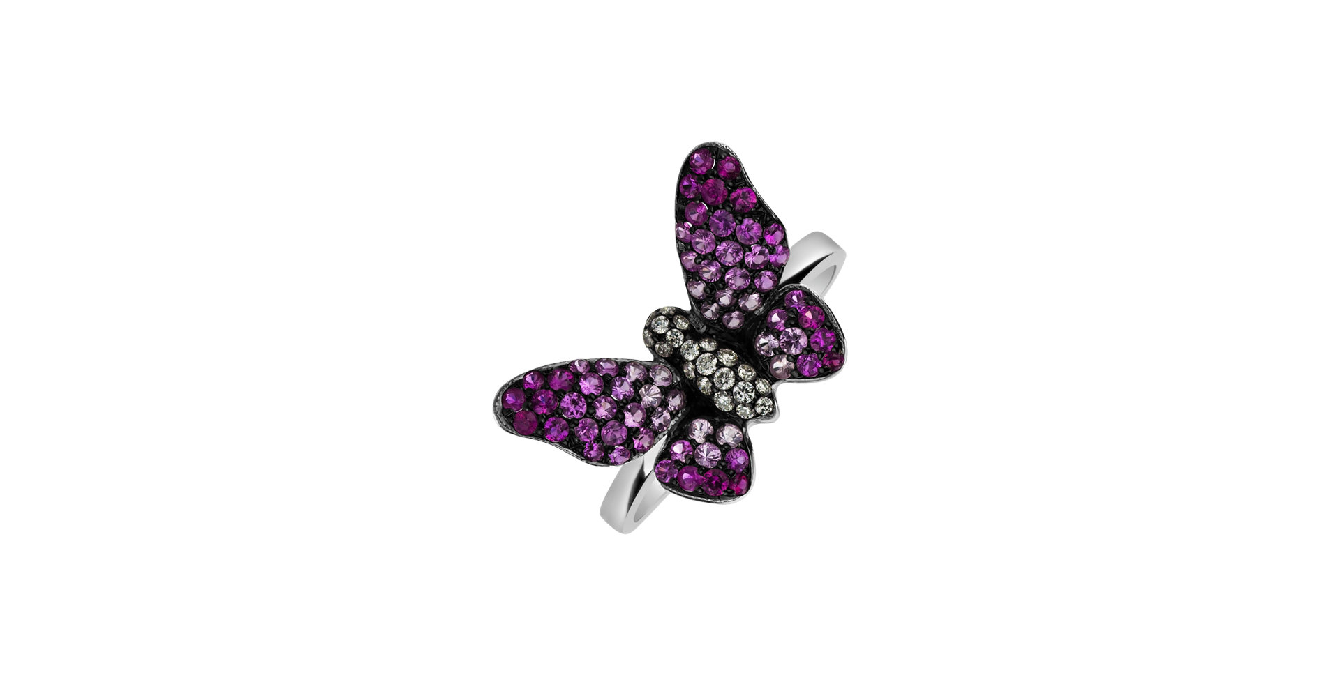 Diamond ring with Ruby and Sapphire Glamorous Butterfly