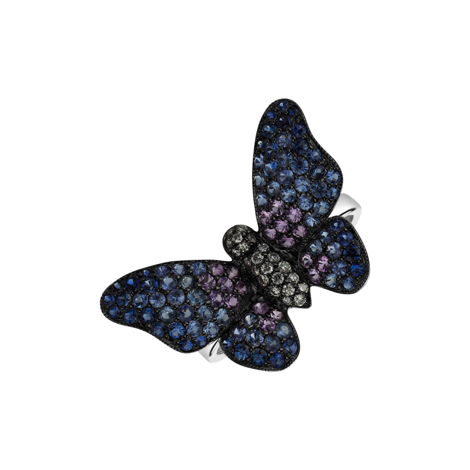 Diamond ring with Sapphire Splendid Butterfly