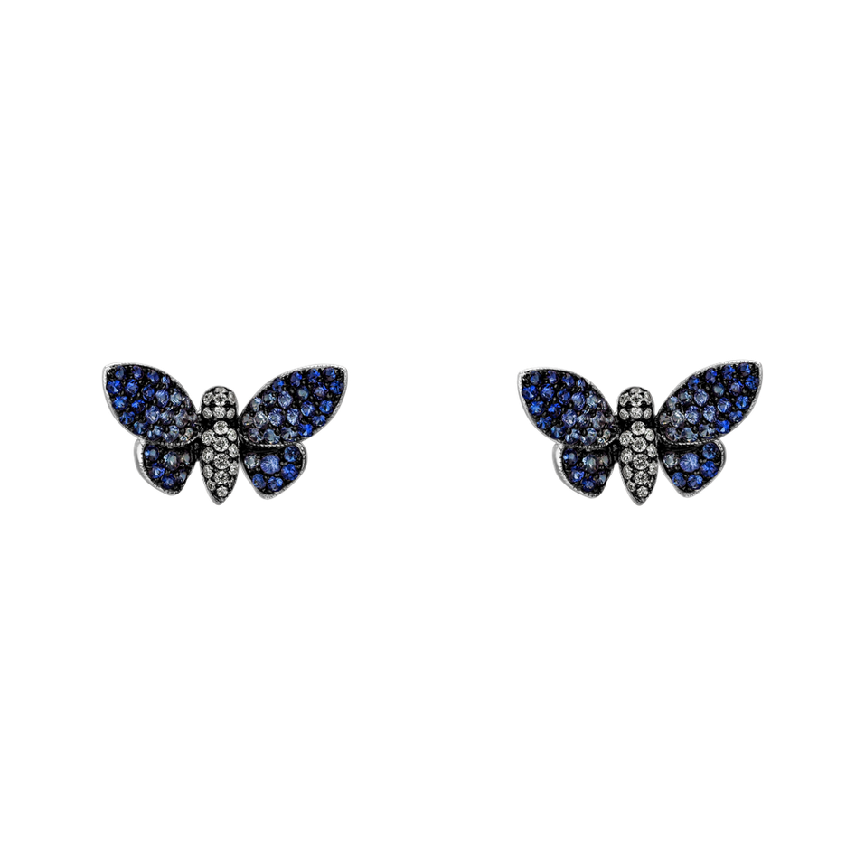 Diamond earrings with Sapphire Graceful Butterfly