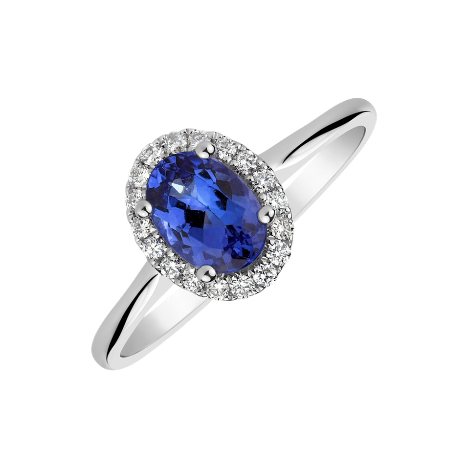 Diamond ring with Tanzanite Princess Wish