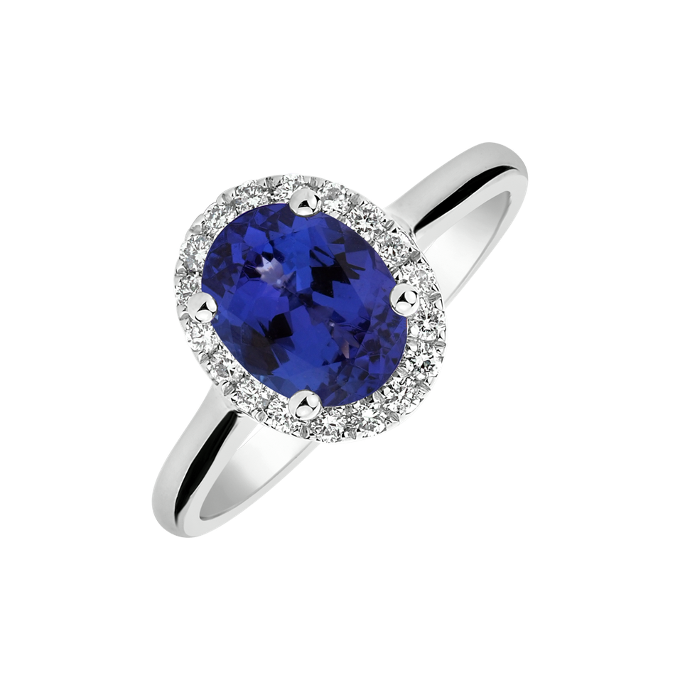 Diamond ring with Tanzanite Princess Wish