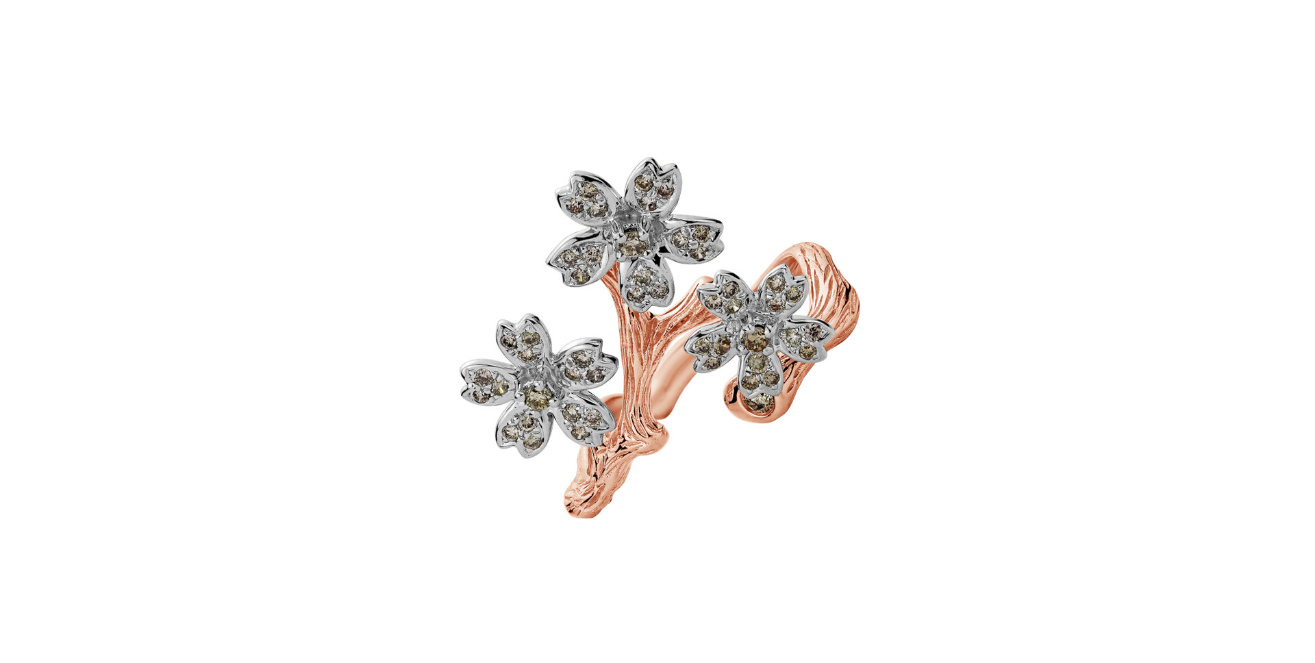 Ring with brown diamonds Flower Feeling