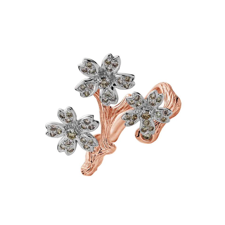 Ring with brown diamonds Flower Feeling