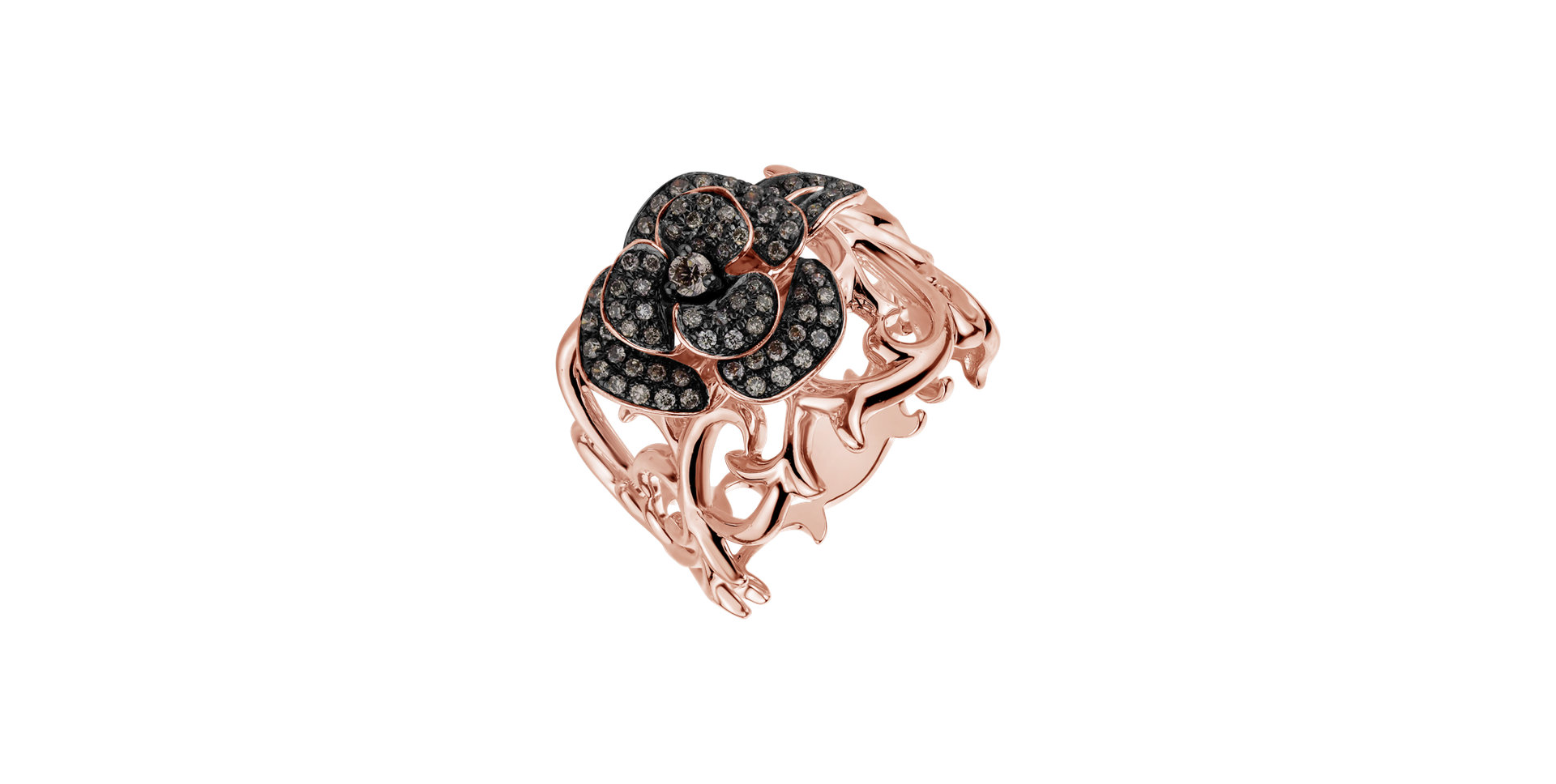 Ring with brown diamonds Flower Mystery