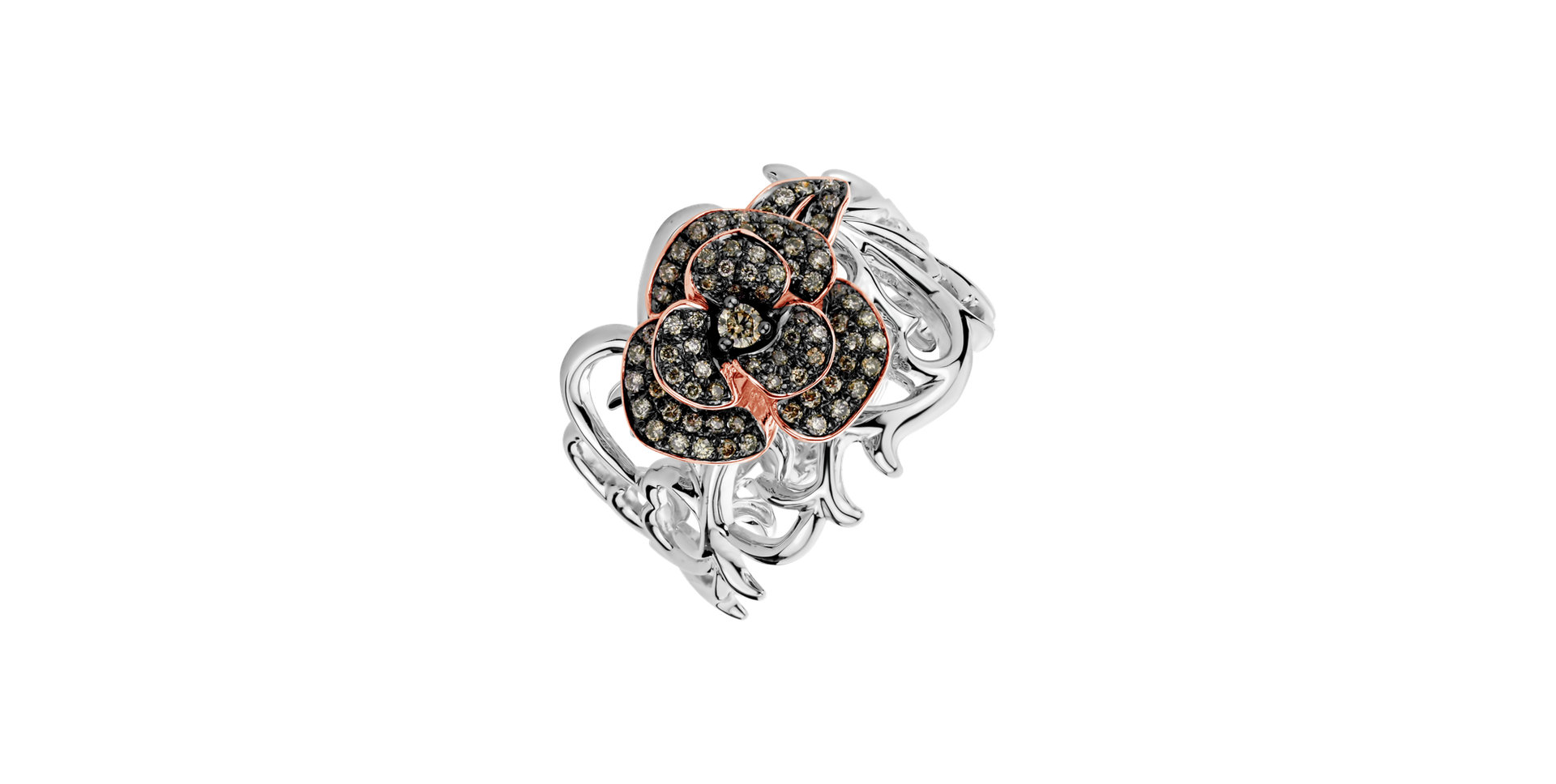 Ring with brown diamonds Flower Mystery