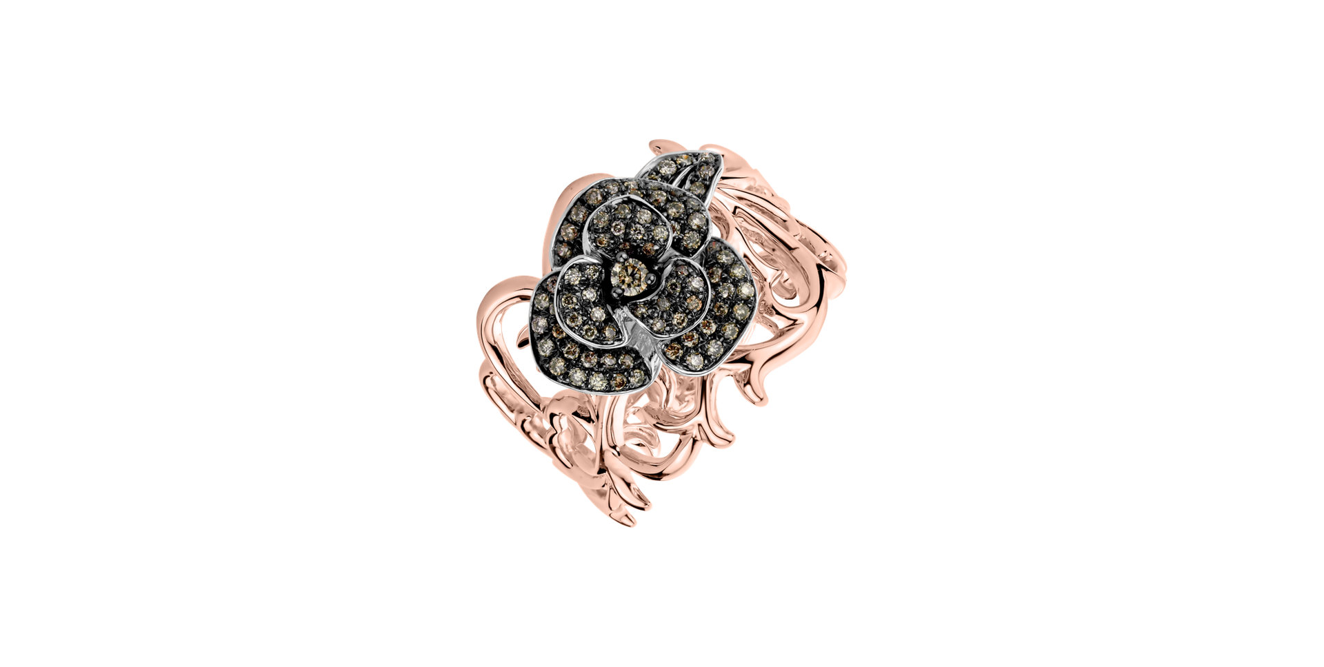 Ring with brown diamonds Flower Mystery