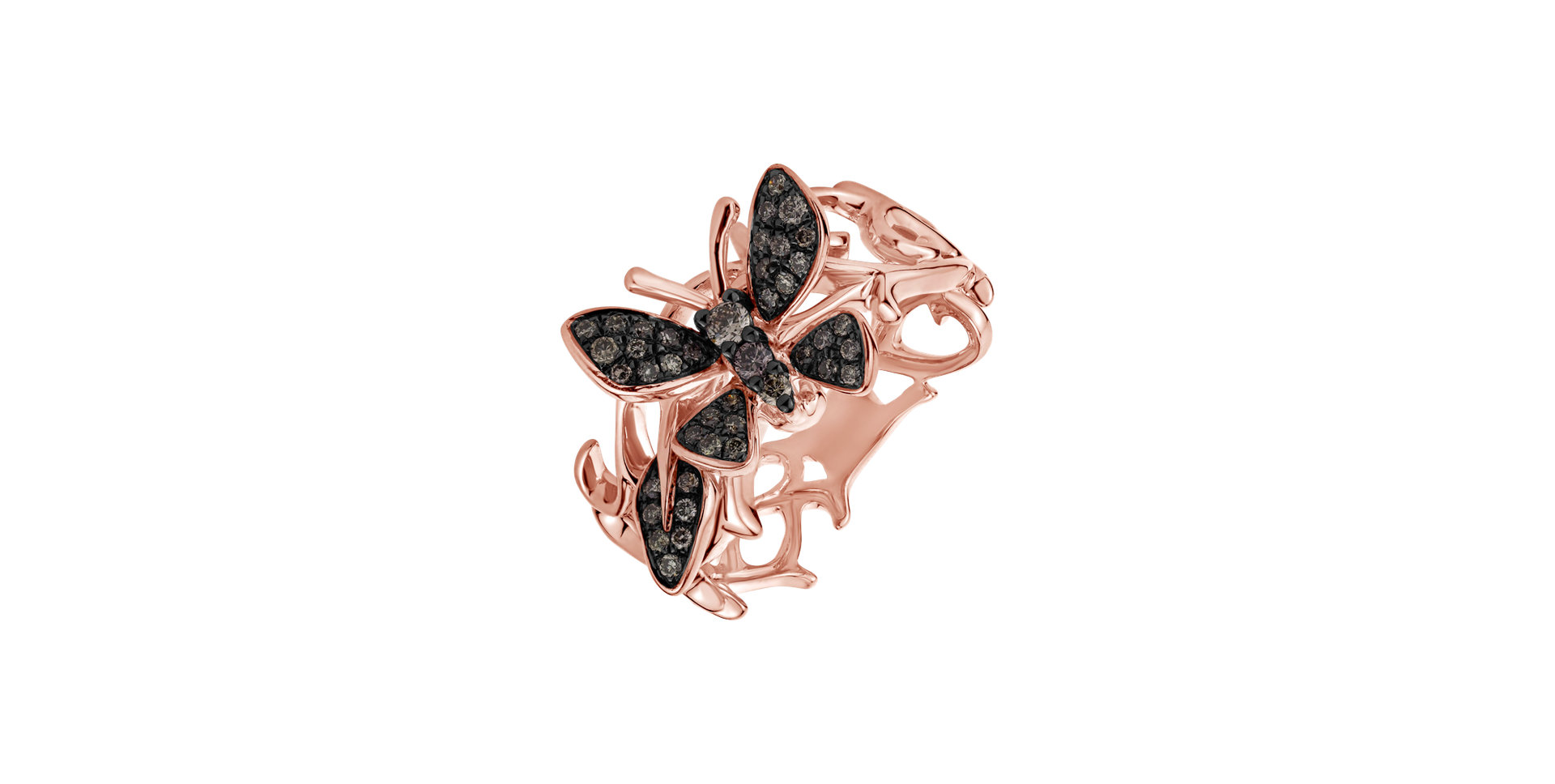 Ring with brown diamonds Lush Butterfly