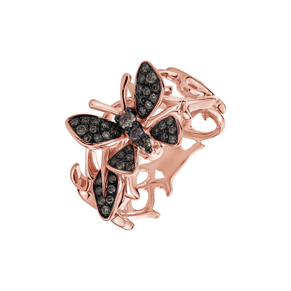 Ring with brown diamonds Lush Butterfly