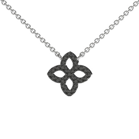 Necklace with black and white diamonds Glamorous Petals