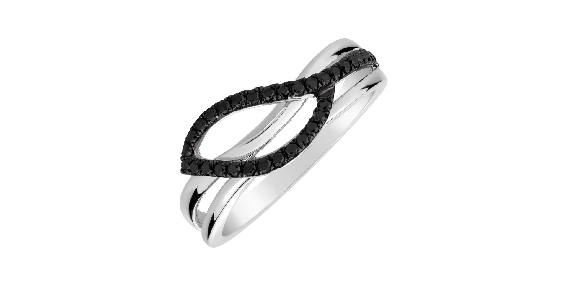 Ring with black diamonds Dazzling Leaf
