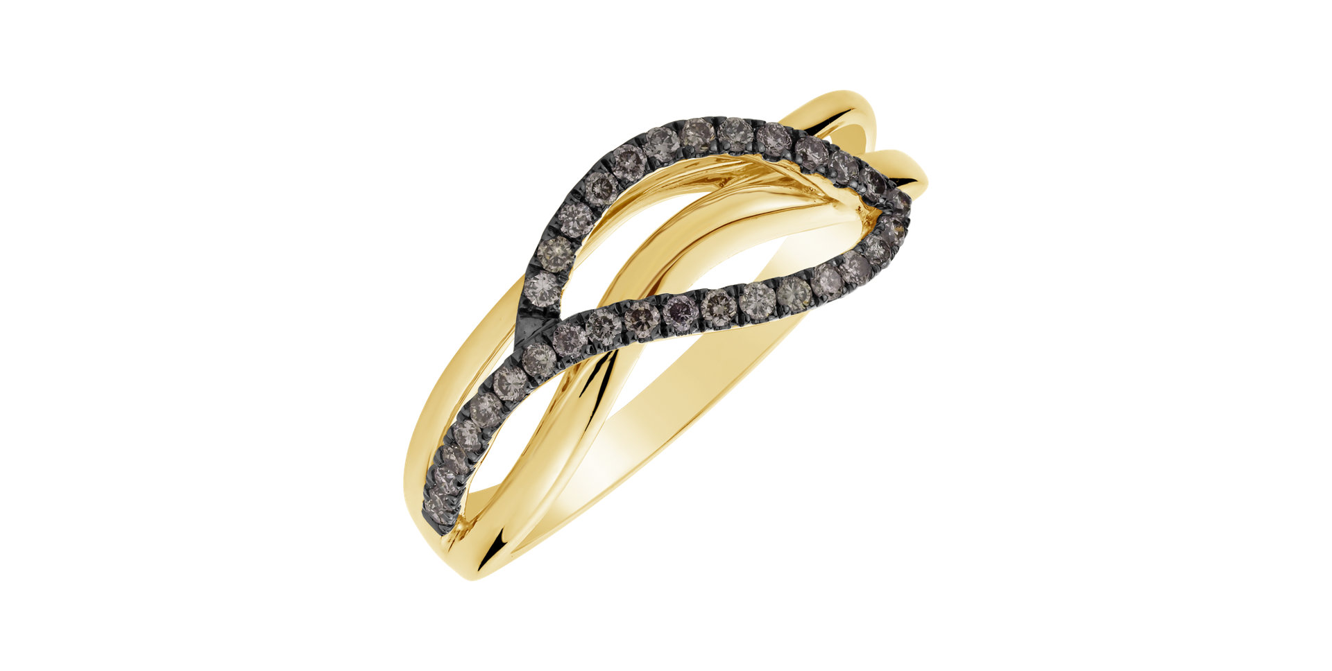 Ring with brown diamonds Dazzling Leaf