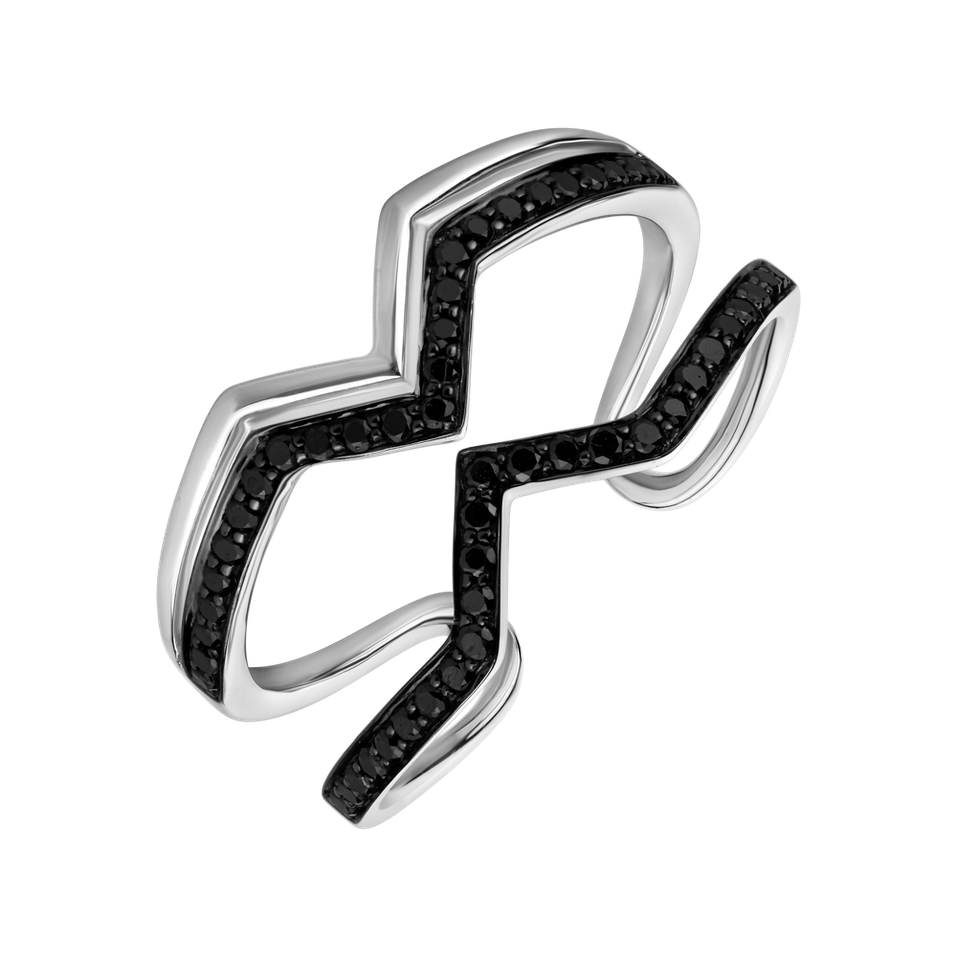 Ring with black diamonds Broken Aura