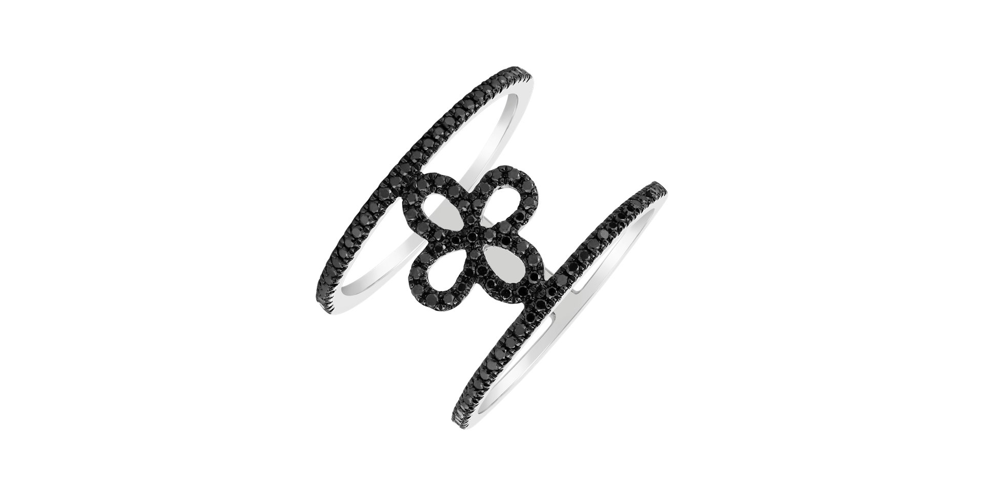 Ring with black diamonds Gorgeous Flower