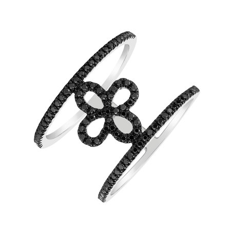 Ring with black diamonds Gorgeous Flower