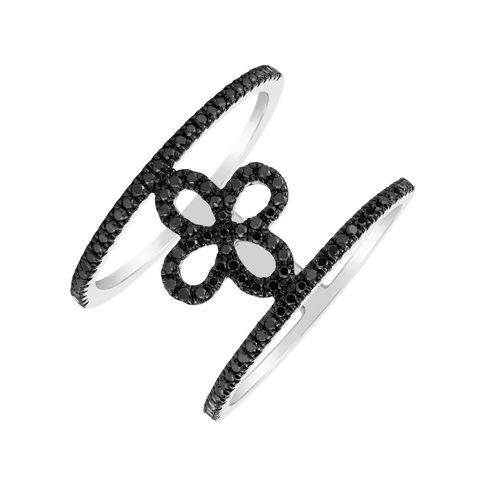 Ring with black diamonds Gorgeous Flower
