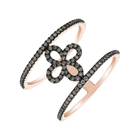 Ring with brown diamonds Gorgeous Flower