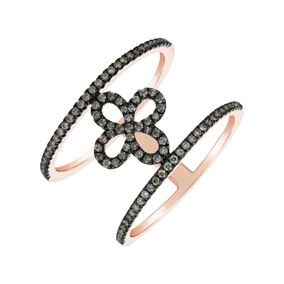 Ring with brown diamonds Gorgeous Flower