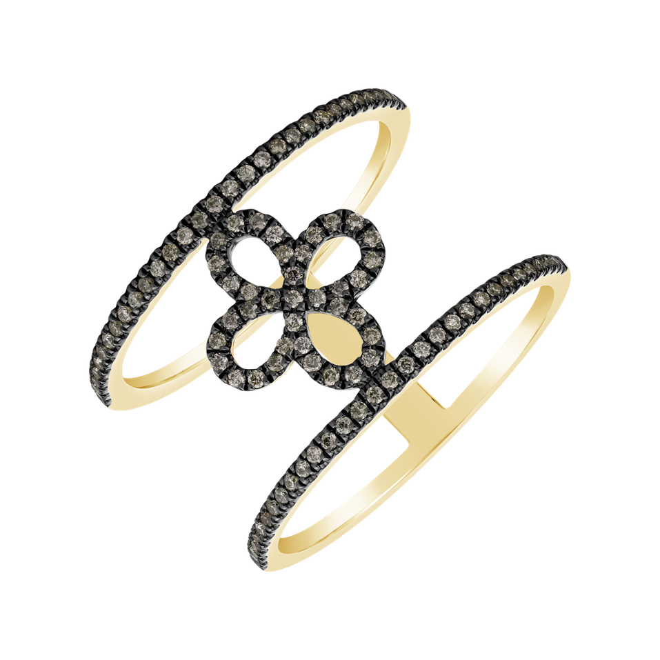 Ring with brown diamonds Gorgeous Flower