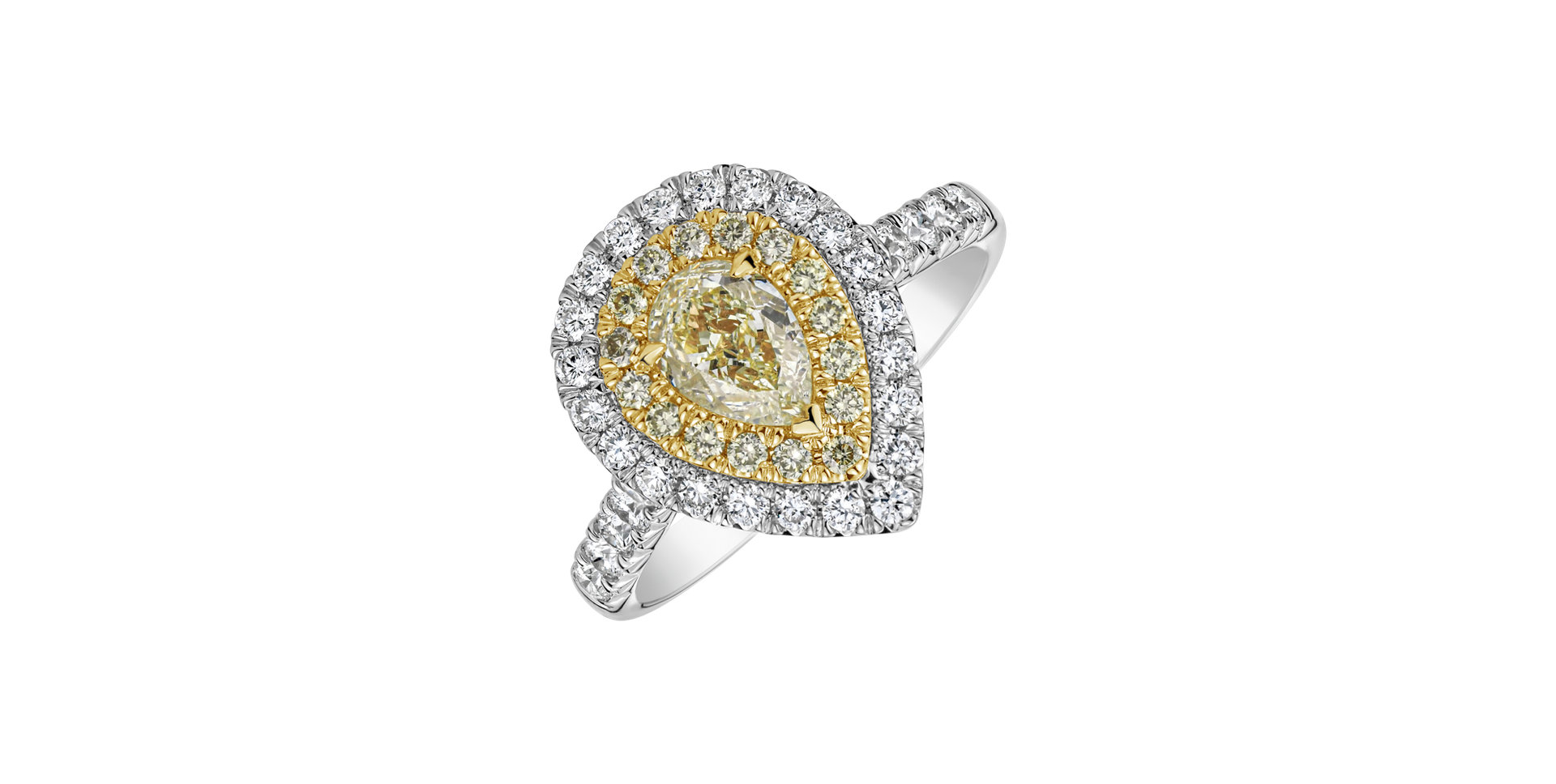 Ring with yellow and white diamonds Sun Drop