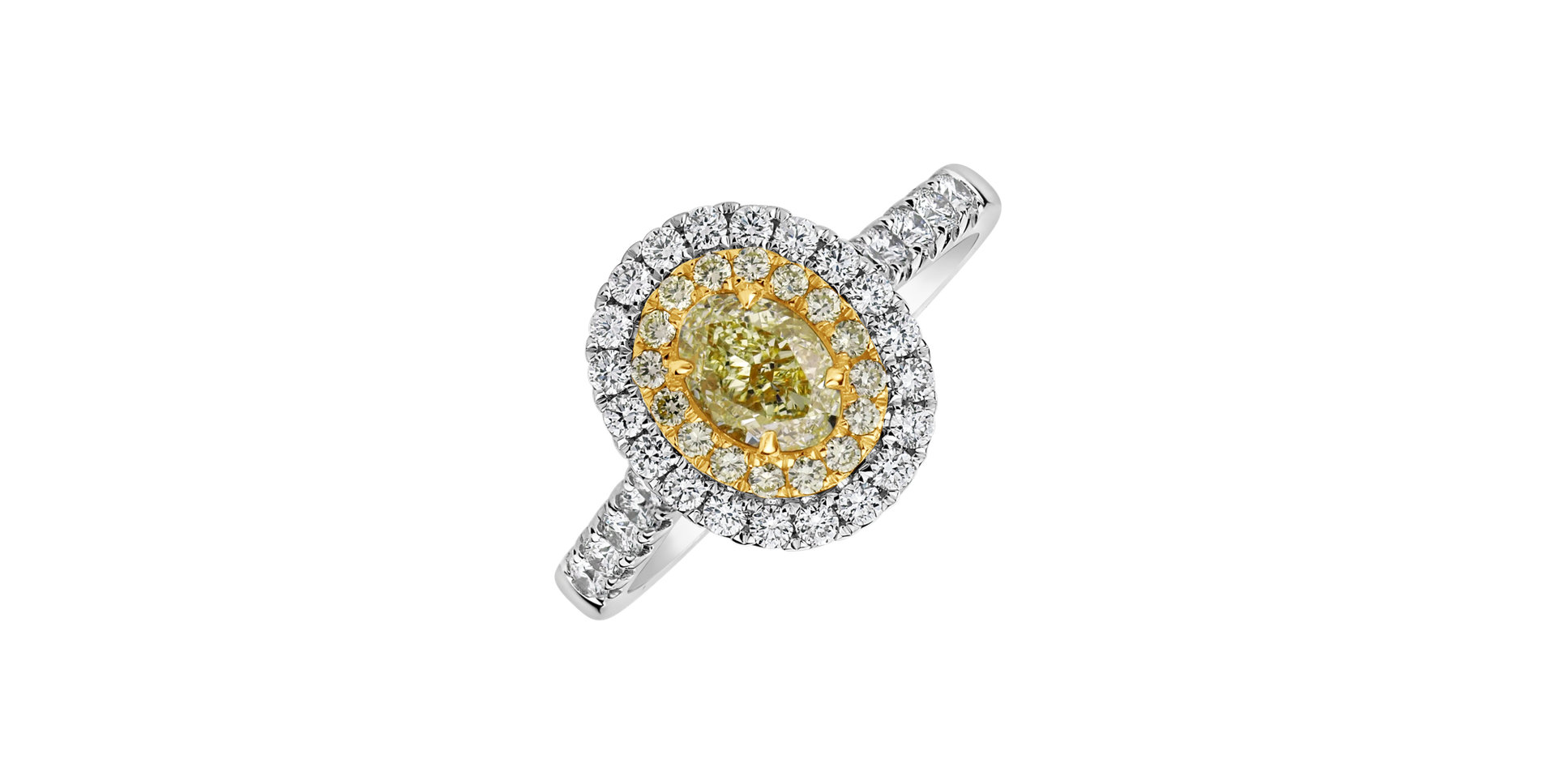 Ring with yellow and white diamonds Sun Galaxy