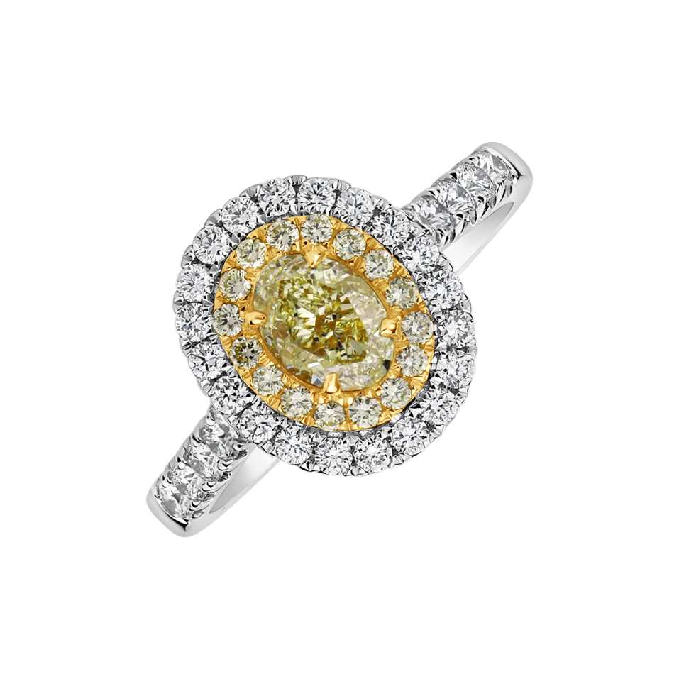 Ring with yellow and white diamonds Sun Galaxy