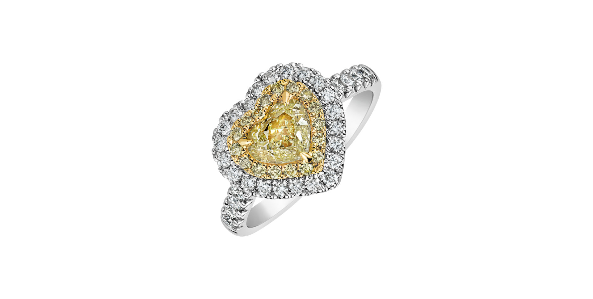 Ring with yellow and white diamonds Sun Love