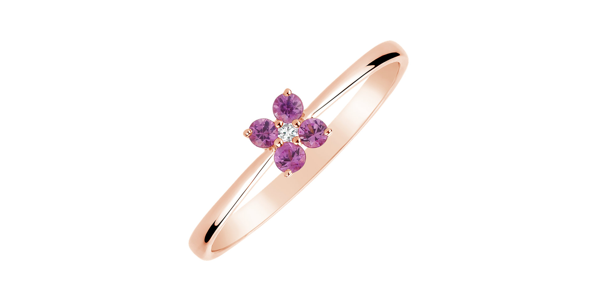 Diamond ring with Sapphire Pink Divine Bloom