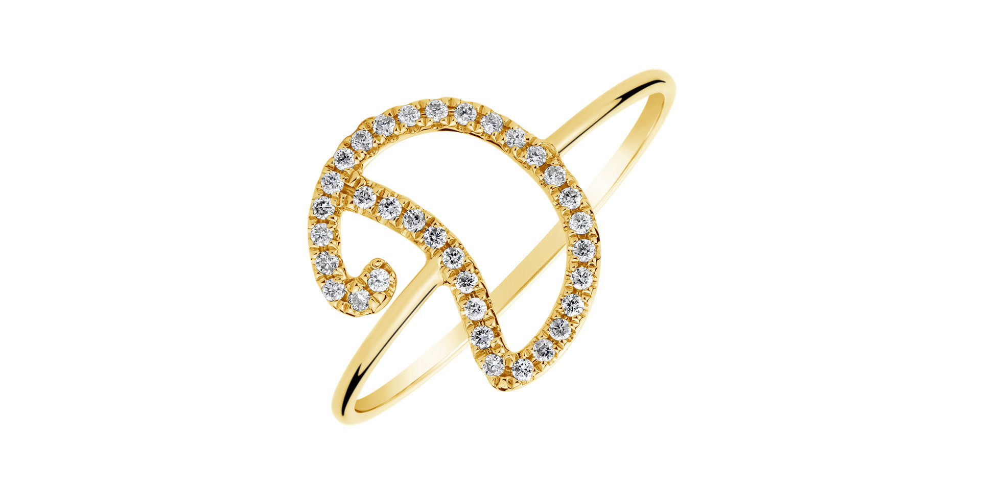 Diamond ring Curly Glittery D