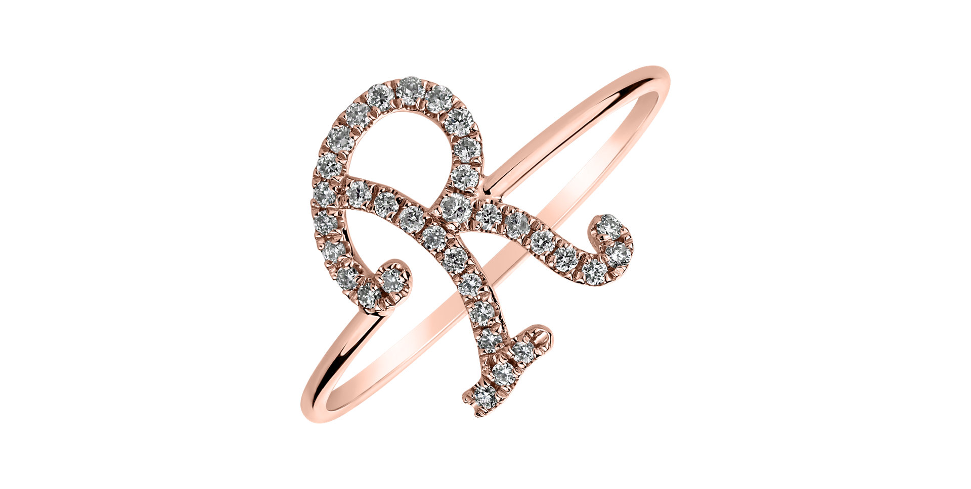 Diamond ring Curly Glittery R