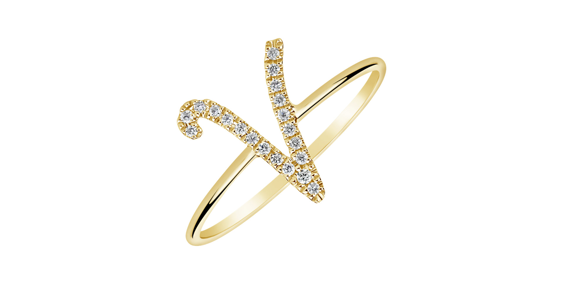 Diamond ring Curly Glittery V