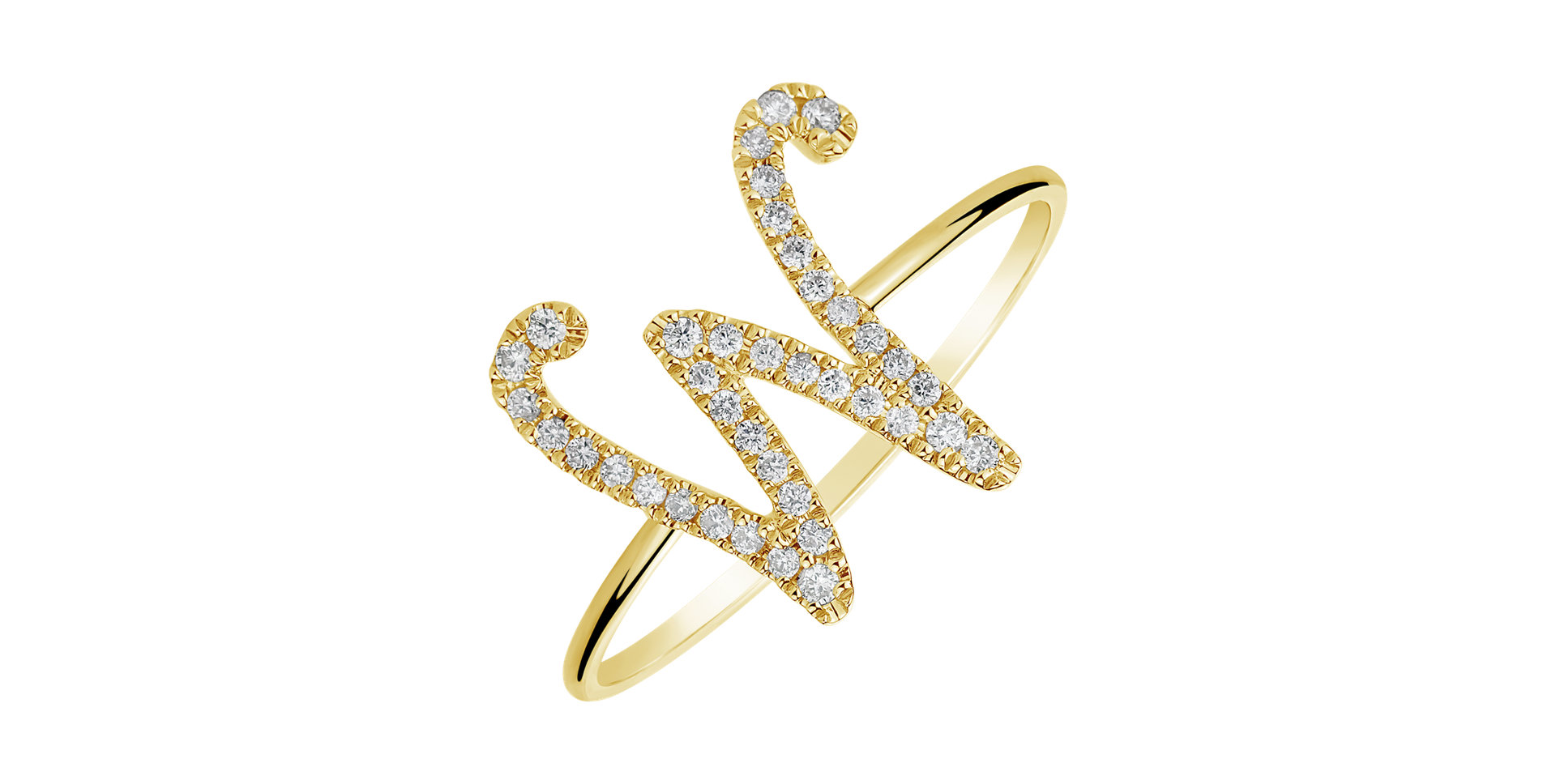 Diamond ring Curly Glittery W