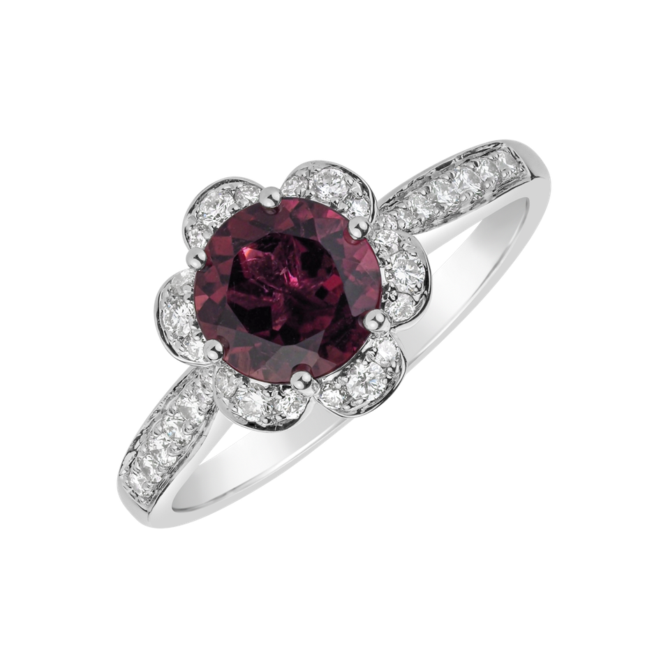 Diamond ring with Tourmalíne Flower Coctail