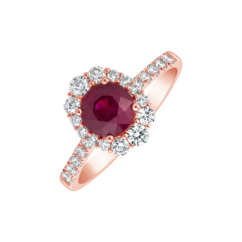 Diamond ring with Ruby Glare