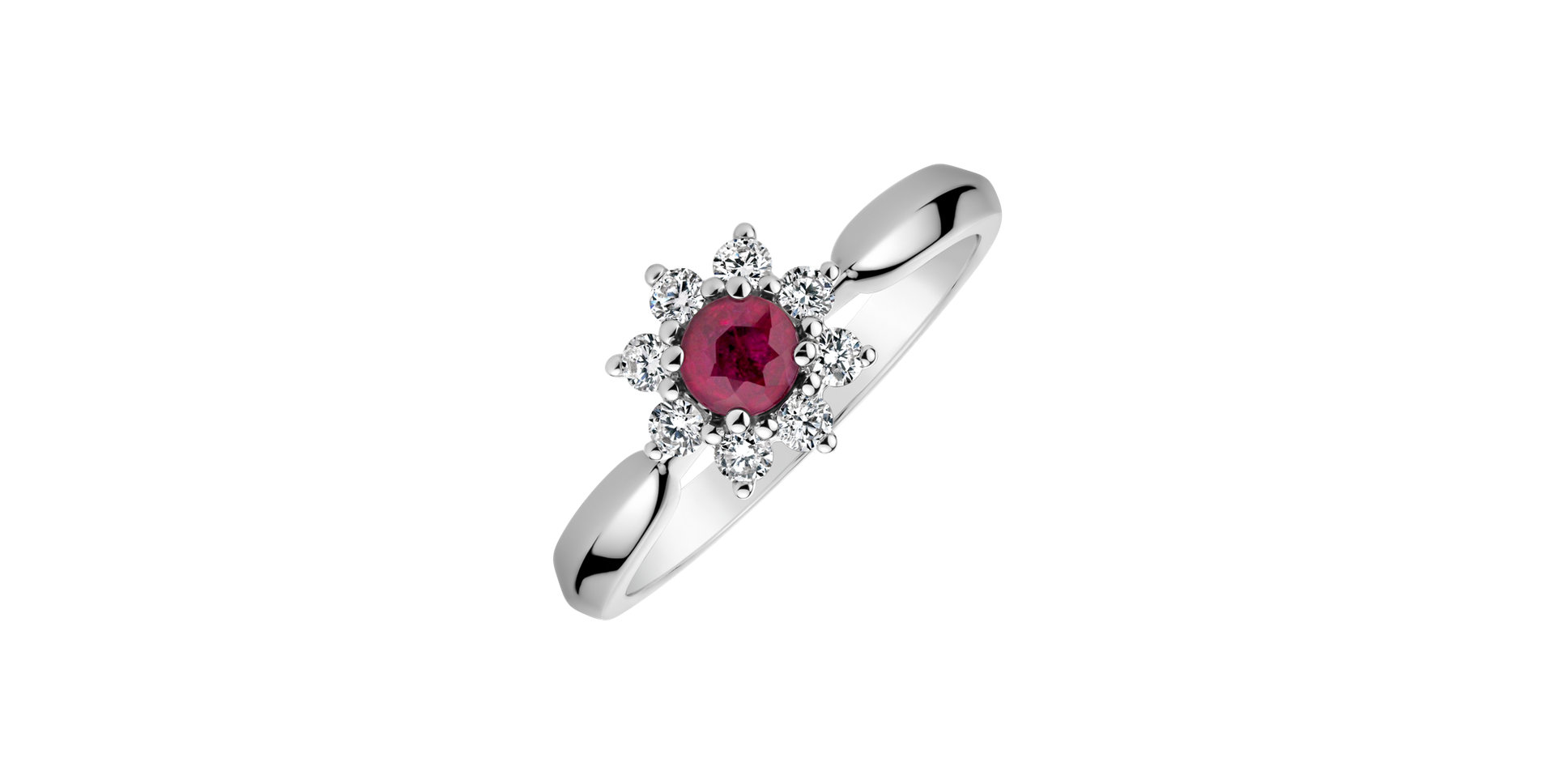 Diamond ring with Ruby Starlet Blossom