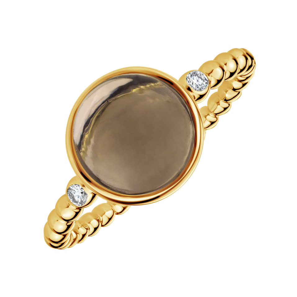 Diamond ring with Smoky Quartz Bubbles Bonbon