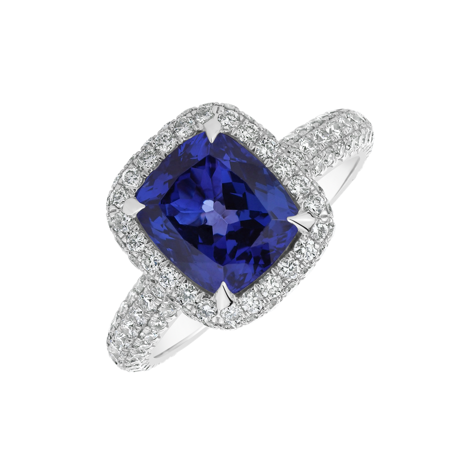 Diamond ring with Tanzanite Alchemy Gem