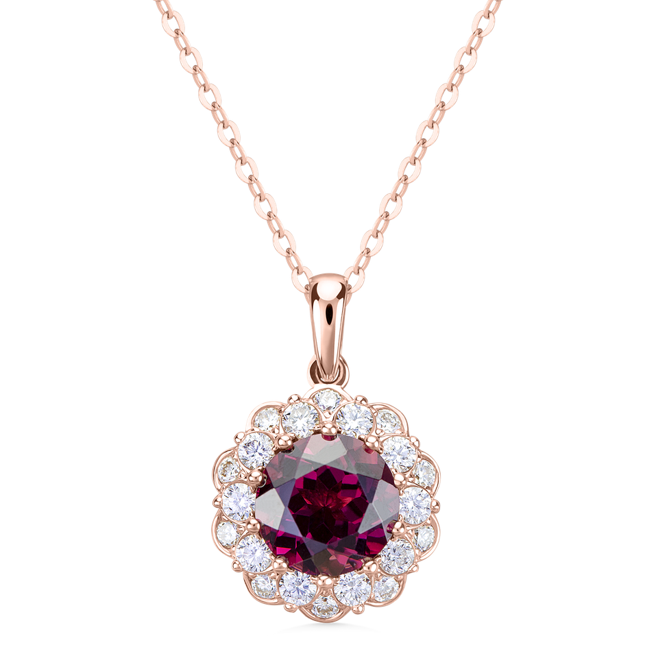 Diamond pendant with Garnet Princess Bloom