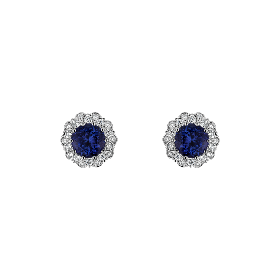 Diamond earrings with Tanzanite Princess Bloom