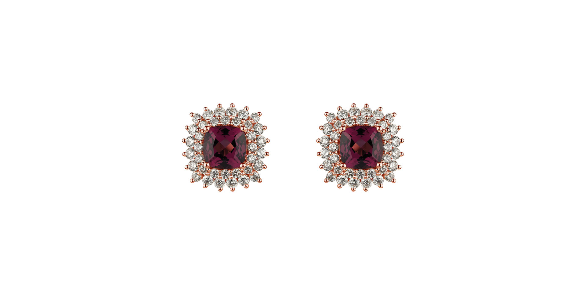 Diamond earrings with Rhodolite Midnight Empire