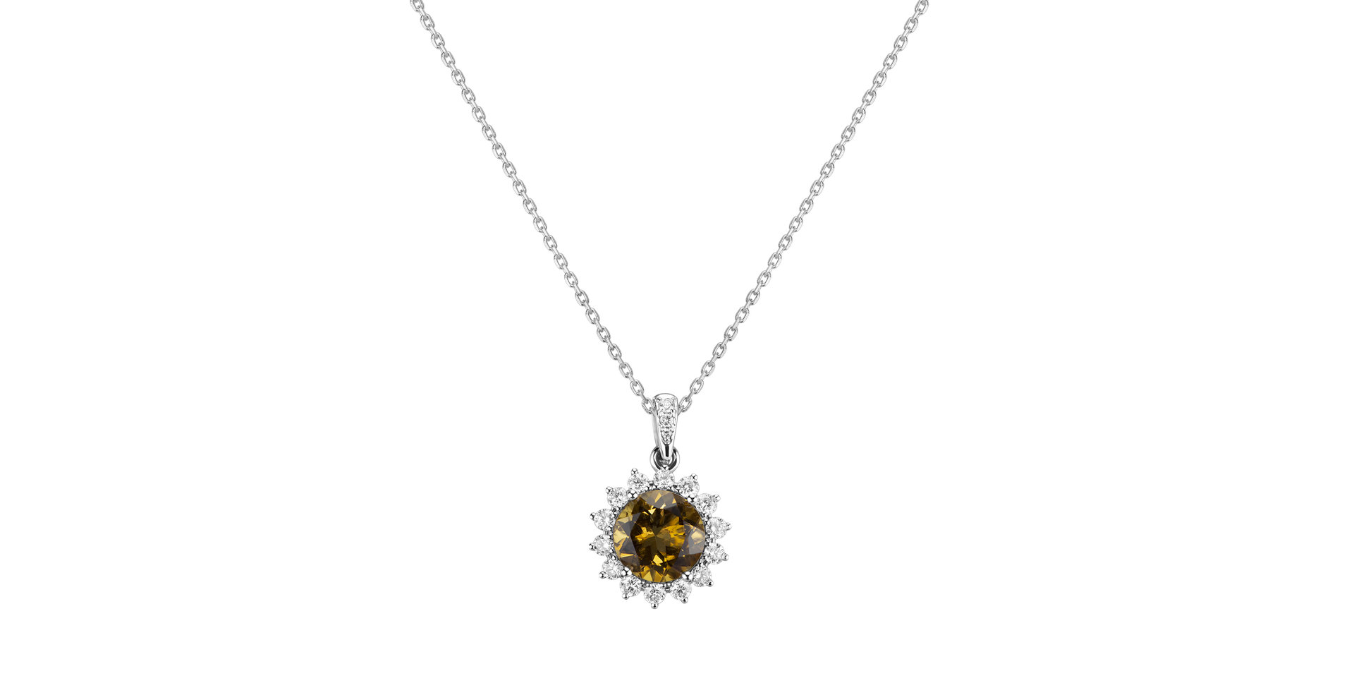 Diamond pendant with Citríne Princess Spark