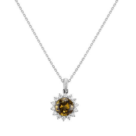 Diamond pendant with Citríne Princess Spark