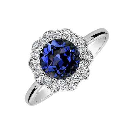 Diamond ring with Tanzanite Flower Joy